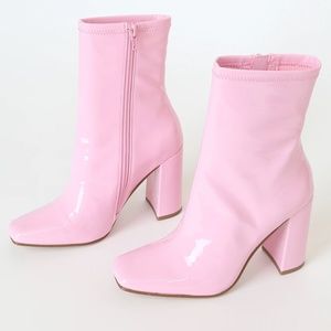 Steve Madden Fulton Pink Patent Square Toe Mid-Calf Boots